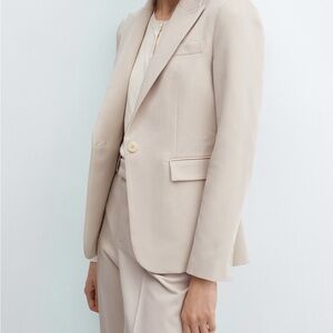 Mango Cream Tailored Suit Set | Blazer + Pants | Size 6